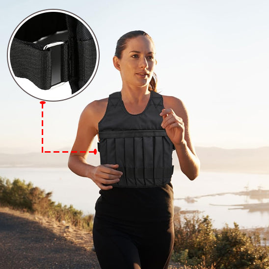 femme en entrainement jogging avec gilet leste