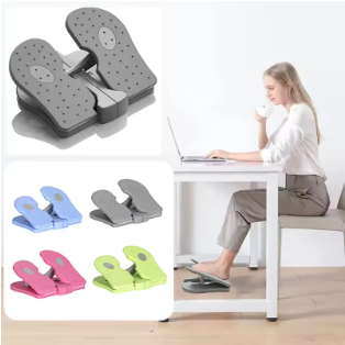 femme-travaillant-avec-mini-stepper-sous-le-bureau-et-4-modeles-de-mini-stepper