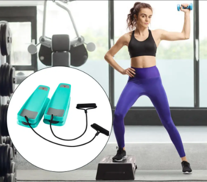 exercices-de-fitness-par-une-autre-femme-et-illustration-stepper-Resistance-bands-exerciser
