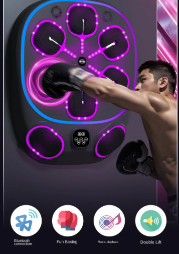 homme-qui-s-entraine-a-la-boxe-avec-la-machine-de-boxe-musicale-ovozi-deluxe-uppercut-8-targets
