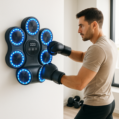 homme-qui-s-entraine-a-la-machine-de-boxe-musicale-7-cibles