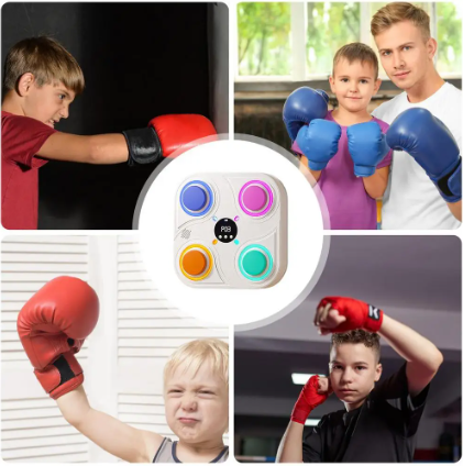 quatre-illustrations-de-joueurs-machine-de-boxe-multicolore-enfant-modele-blanc