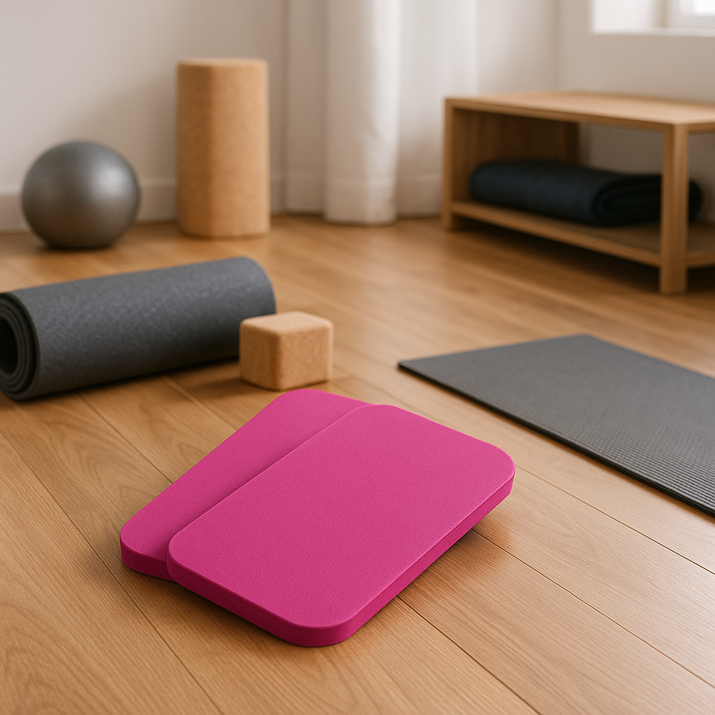tapis-de-yoga-kneepads-rose-dans-le-contexte-des-accessoires-fitness-a-domicile