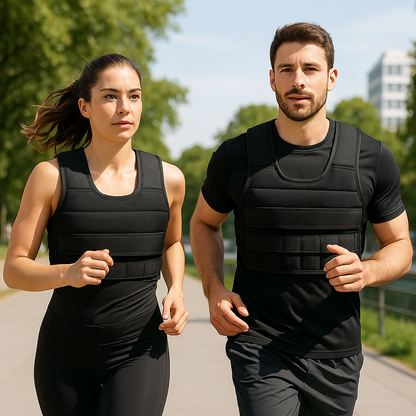 un-couple-homme-et-femme-joggant-portant-le-gilet-leste-a-fentes-de-poids-ajustable