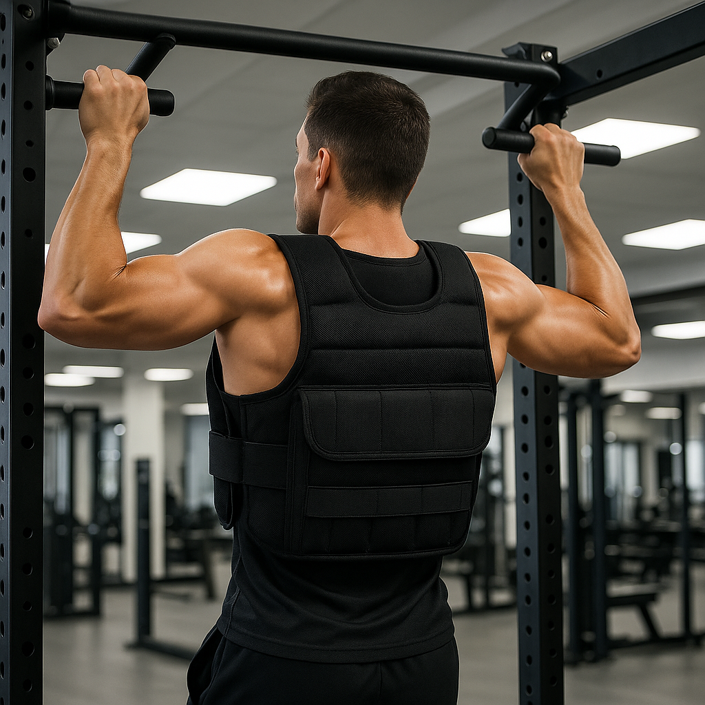 un-homme-qui-fait-des-tractions-a-la-barre-portant-le-gilet-leste-a-fentes-de-poids-ajustable