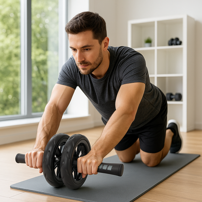 un-homme-s-entraine-avec-la-roue-abdominale-dual-silent-wheel
